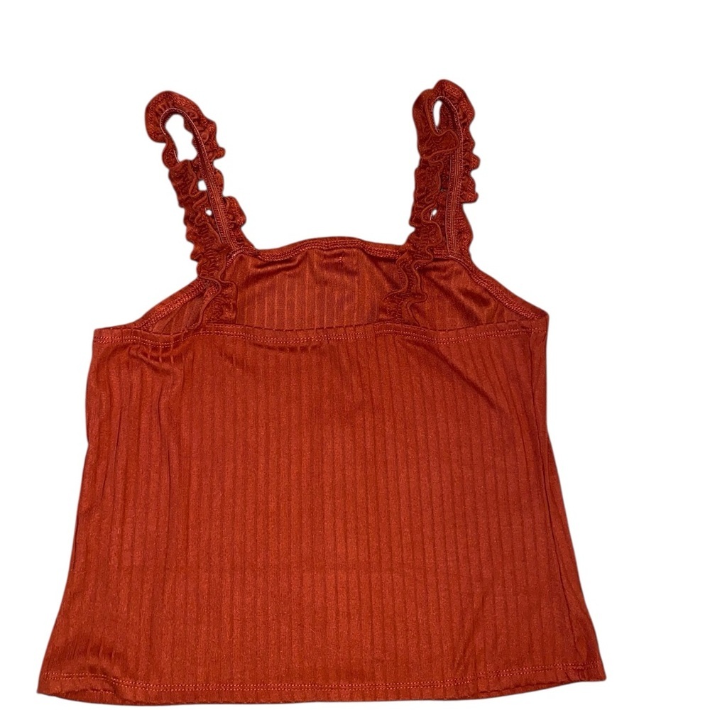 Rust Orange Button-Front Ribbed Tank Top – Size Large (Unbranded) - Picture 2 of 2